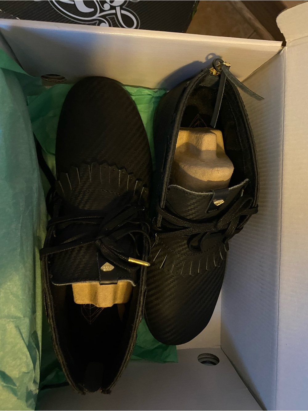 Diamond Supply Co. Black Slip-On Loafers with Gold Accents